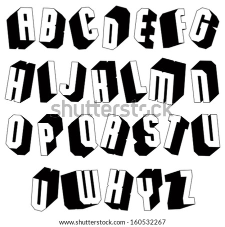 Geometric Black White 3 D Font Single Stock Vector 160532267 - Shutterstock