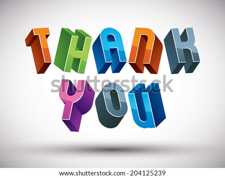 Thank You Lettering Made 3d Colorful Stock Vector 136560713 - Shutterstock