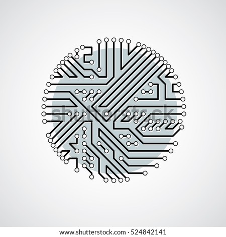 vector abstract technology illustration round monochrome stock