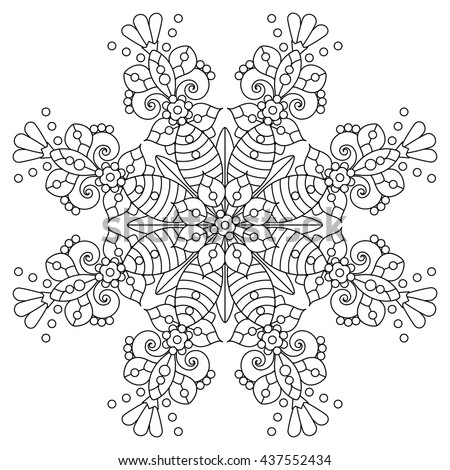 Abstract Mandala Whimsical Snowflake Line Art Stock Vector (2018 ... Abstract Mandala Whimsical Snowflake Line Art Stock Vector (2018 ...