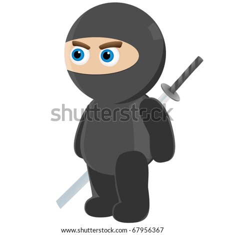 Little Cute Baby Ninja Ninja Suit Stock Vector 67956367 - Shutterstock