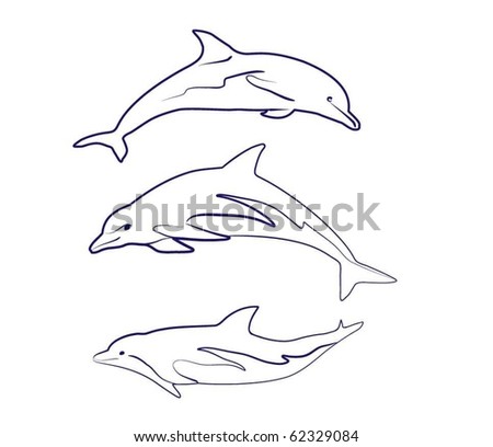 Outline Jumping Dolphin Stock Vector 568664389 - Shutterstock