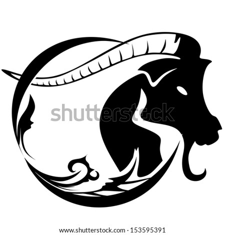 Capricorn Astrological Zodiac Sign Black White Stock Vector 189102203 ...