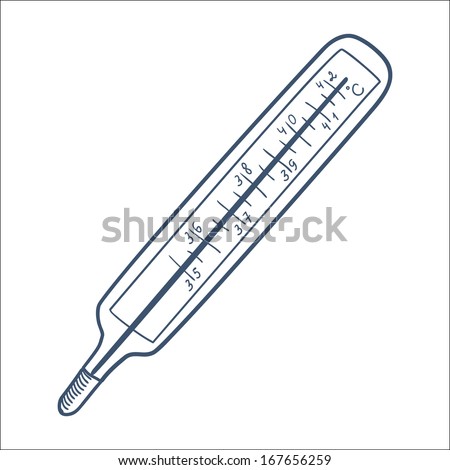 Digital Thermometer Hand Drawn Vector Doodle Stock Vector 423857635