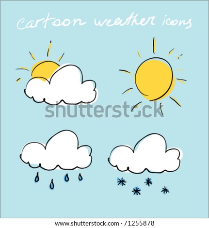 Cartoon Weather Icons Set Stock Vector 71255878 - Shutterstock