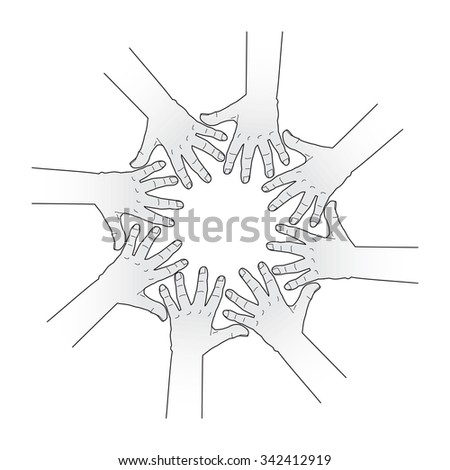 Stack Business Hands Concept Teamwork Collaboration Stock Vector ...