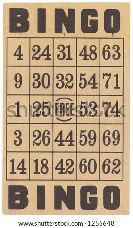 Vintage Bingo Card Stock Photo 1256655 - Shutterstock