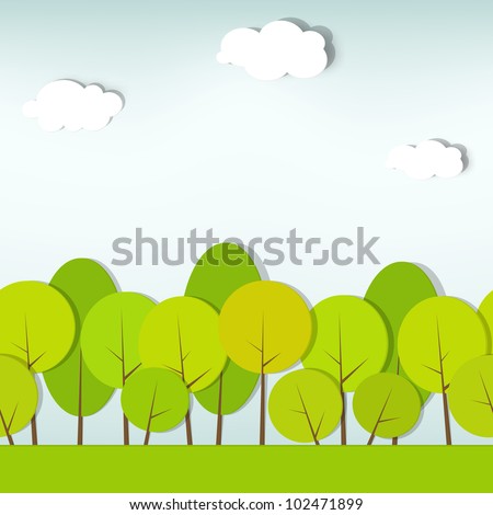 trees and shrubs. seamless vector pattern
