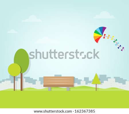 kite flying over the park