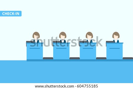 Airport check-in counter Vector illustration