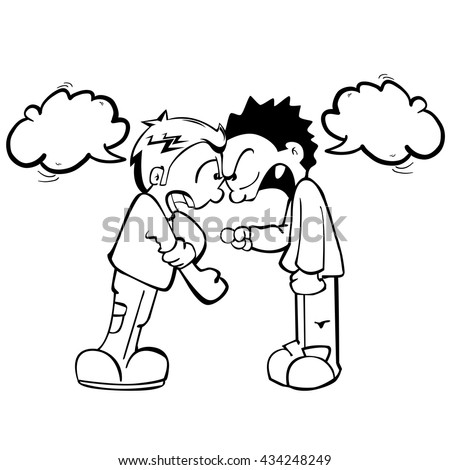 Cartoon Illustration Two Boys Fighting Stock Vector 125143619 ...