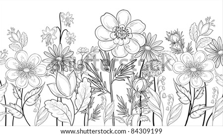 Spring Garden Flowers Coloring Page Hand Stock Vector 566641771 ...