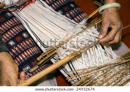 Chinese Woman Weaving Handcraft Loom Stock Photo 24932674 - Shutterstock