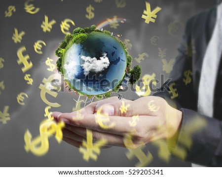 Globe ,earth in human hand, hand holding our planet earth glowing. Earth image provided by Nasa