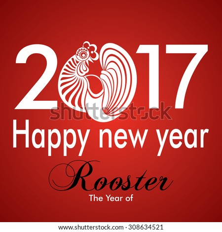 2017 Chinese New Year of the Rooster. Vector file organized in layers for easy editing.
