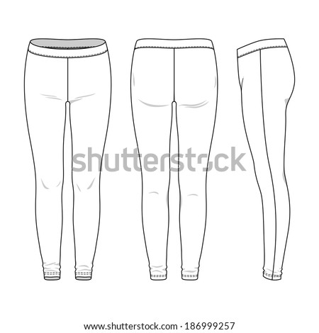 Blank Womens Leggings Front Back Side Stock Vector 186999257 - Shutterstock