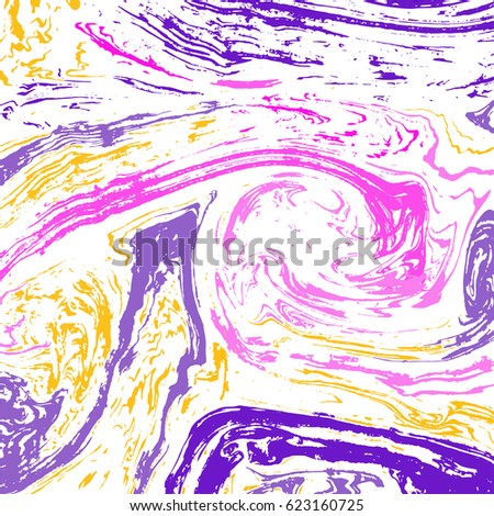 Vector illustration of hand drawn abstract marble texture. Colorful marbled design.