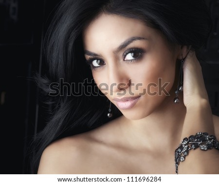 Beautiful Face Dark Haired Woman Stock Photo 111696284 - Shutterstock