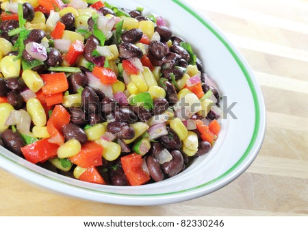 Southwest Black Bean Salad in a bowl sitting on a table.