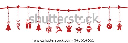 christmas decoration elements hanging isolated background
