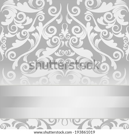 vector invitation card with damask pattern and silver design elements