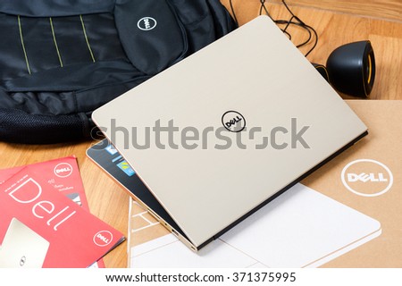 BANGKOK, THAILAND - FEBRUARY 03, 2016: The new Dell Vostro 5459 (Gold) notebook.