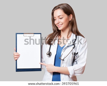 Portrait Attractive Young Female Doctor White Stock Photo ...