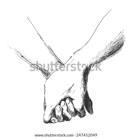 Hand Sketch Holding Hands Stock Vector 247452049 - Shutterstock