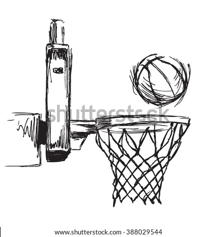 Hand Sketch Basketball Hoop Ball Stock Vector (Royalty Free) 388029544
