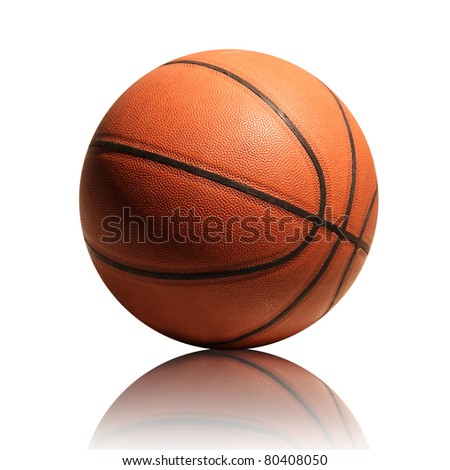 Isolated On White With Reflections Basketball Isolated On White Background Reflection Stock