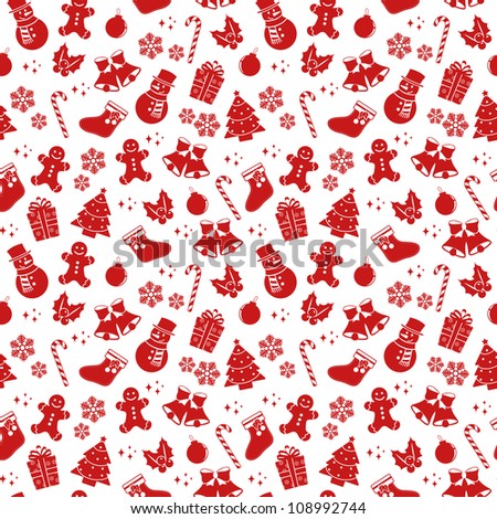 Seamless Pattern Christmas Elements Jpeg Version Stock Vector 108992744