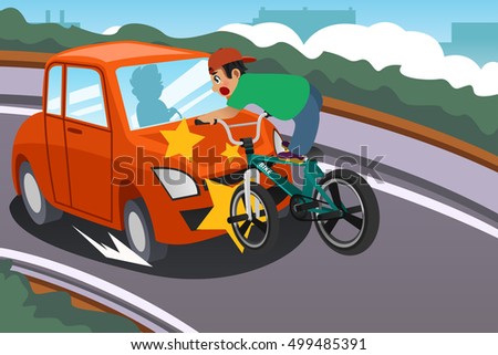 Vector Illustration Kid Riding Bicycle Accident Stock Vector (Royalty ...