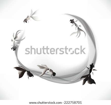 ink gold fish background