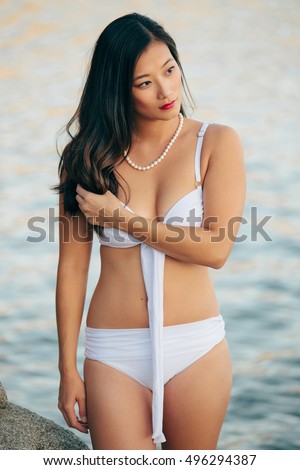 Asian white bikini pics Big dick interracial suck
