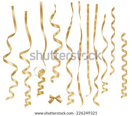 golden ribbons with clipping paths
