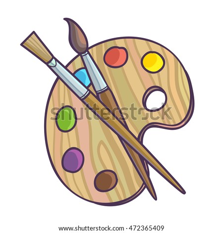 Art Palette Paint Brush Drawing Vector Stock Vector 115029283 ...