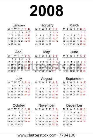 2008 Calendar Stock Images, Royalty-Free Images & Vectors | Shutterstock