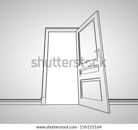 Drawing Gray Room Opened Door Stock Illustration 156153164 - Shutterstock