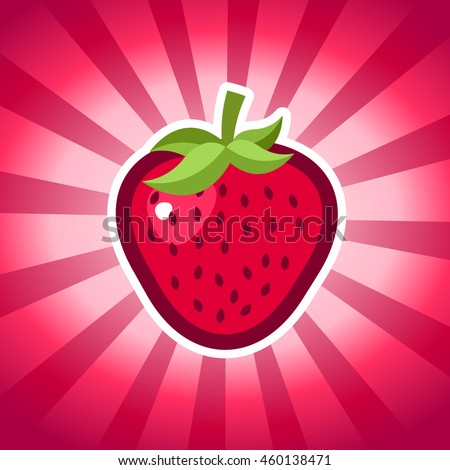 Strawberry icon on pink bursting background