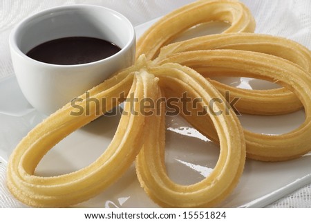 famous spanish snack churros con chocolate stock photo edit now