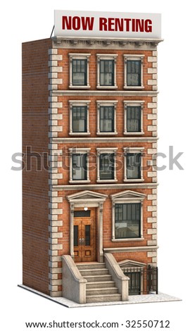 Brownstone Apartment Building On White Background Stock ... Brownstone Apartment Building On White Background Stock ...