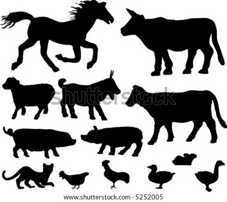 Farmyard Animal Silhouettes Stock Photos, Farmyard Animal Silhouettes ...