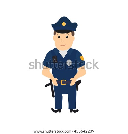 Cartoon Police Officer Policeman Isolated On Stock Vector 724635223 ...