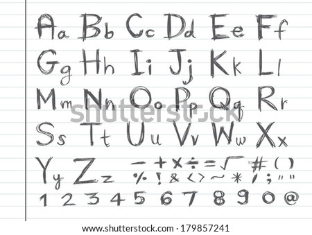 Grunge Typewriter Font Letters Numbers Characters Stock Vector 7491361 ...