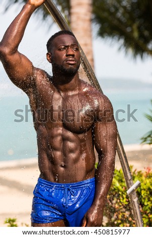 beach man on Black muscle