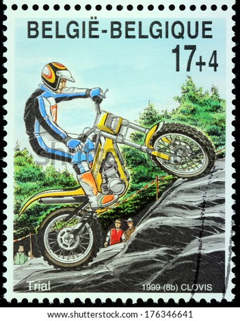 Juego con regalo de lotes de sellos - Página 8 Stock-photo-belgium-circa-a-stamp-printed-by-belgium-shows-motorcycle-trials-circa-176346641