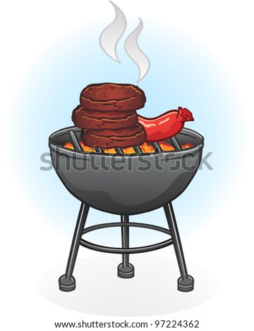 Barbecue Grill Cartoon Illustration Stock Vector 97224362 - Shutterstock