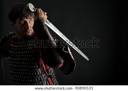 Portrait Medieval Male Knight Armor Over Stock Photo 86116324 ...