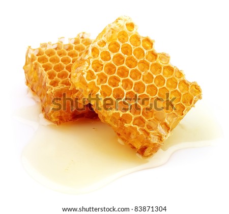 Honeycomb close up on the white