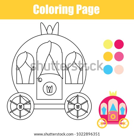 Coloring Page With Princess Carriage Color The Picture Educational Children Game Drawing Kids